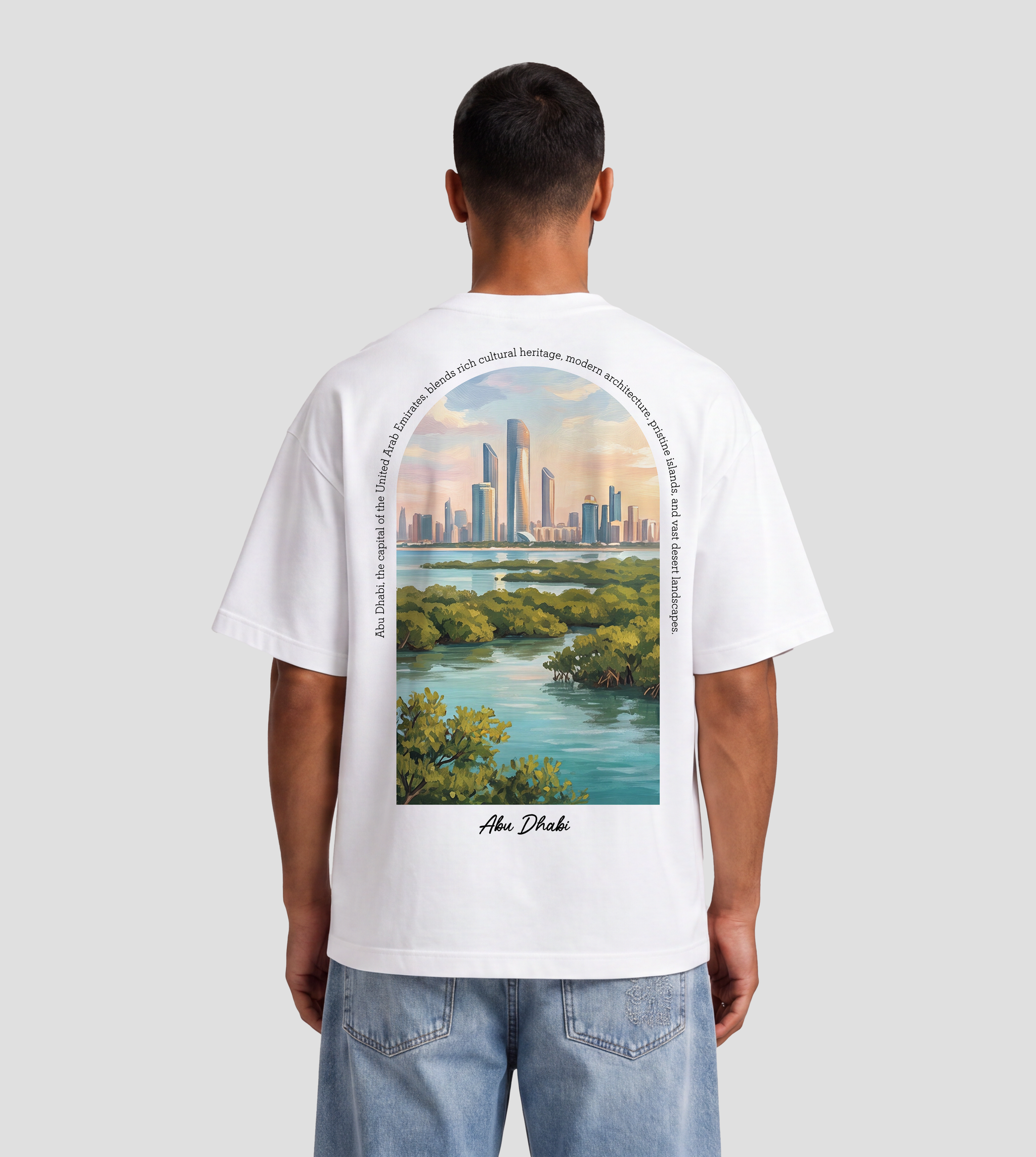 Abu Dhabi Skyline with Mangroves Oversized T-Shirt